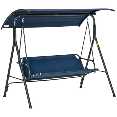 Outsunny 3-Person Porch Swing With Stand, Outdoor Swing For Patio Porch With Adjustable Tilt Canopy & Comfortable Swing Bench-Style Seat, Steel Frame 13 Outsunny 3-Person Porch Swing With Stand, Outdoor Swing For Patio Porch With Adjustable Tilt Canopy & Comfortable Swing Bench-Style Seat, Steel Frame - Image 11