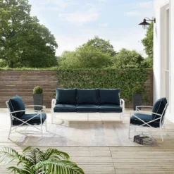 Kaplan 3pc Outdoor Sofa Set With Sofa & 2 Arm Chairs - Navy - Crosley -Garden Furniture Discounts GUEST 005803c8 218f 4ff3 8cfc df266777f376