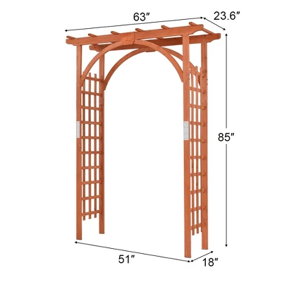 Costway Premium Outdoor Wooden Cedar Arbor Arch Pergola Trellis Wood Garden Yard Lattice 4 Costway Premium Outdoor Wooden Cedar Arbor Arch Pergola Trellis Wood Garden Yard Lattice - Image 2