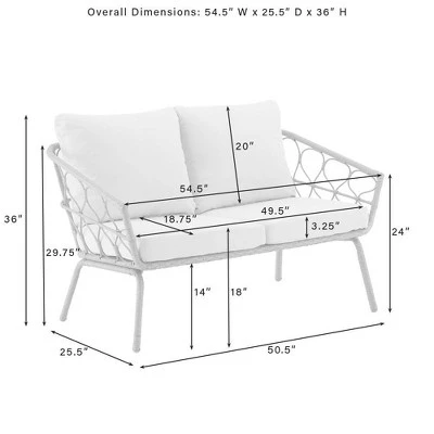 Juniper 2pc Outdoor Wicker Conversation Set With Loveseat & Coffee Table - Cream/Natural - Crosley 14 Juniper 2pc Outdoor Wicker Conversation Set With Loveseat & Coffee Table - Cream/Natural - Crosley - Image 12