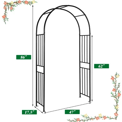 Costway 7.2Ft Garden Arch Steel Arbor Wedding Garden Decoration Climbing Plants W/Stakes 6 Costway 7.2Ft Garden Arch Steel Arbor Wedding Garden Decoration Climbing Plants W/Stakes - Image 4