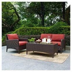Kiawah 3 Piece Outdoor Wicker Seating Set Sangria - Crosley -Garden Furniture Discounts GUEST 030a2751 d683 4874 896f a0f6ab557553