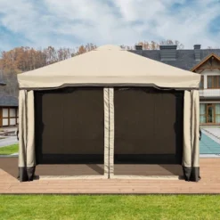 Patio Gazebo Aluminum Outdoor Tent Shelter Canopy With Privacy Curtain And Netting -Garden Furniture Discounts GUEST 035ef17d 3c1f 477b 9614 27328c521f21