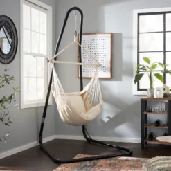 Jomeed Lightweight Adjustable Portable Hanging Heavy Duty Steel Hammock Chair Seat Stand For Indoor Or Outdoors, Stand Only, Black