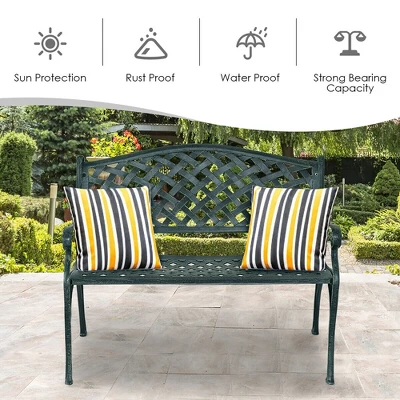 Costway 40'' Outdoor Antique Garden Bench Aluminum Frame Seats Chair Patio Garden Furni 6 Costway 40'' Outdoor Antique Garden Bench Aluminum Frame Seats Chair Patio Garden Furni - Image 4
