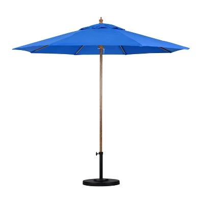 9' X 9' Round Wood Grain Steel Patio Umbrella Pacific Blue - Astella 3 9' X 9' Round Wood Grain Steel Patio Umbrella Pacific Blue - Astella