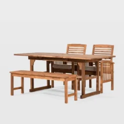 Ravenscroft 4pc Extendable Acacia Wood Outdoor Dining Set - Saracina Home -Garden Furniture Discounts GUEST 05ab73f4 1340 427a b6c1 e995012a08c6