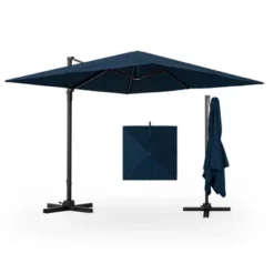 Costway Patio 9.5FT Square Cantilever Offset Hanging Umbrella 2-Tier 360° Outdoor Beige/ Coffee/Navy -Garden Furniture Discounts GUEST 05b4520a 2d00 4fbf b550 7899e27fd9c5