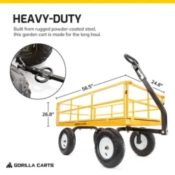 Gorilla Carts 1200lbs. Capacity Industrial Steel Utility Wagon With Removable Sides And 2 In 1 Handle For Towing - Yellow (GOR1201B) -Garden Furniture Discounts GUEST 0729d63c 1101 4a4f b945 f56fba129081