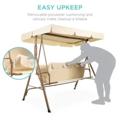 Best Choice Products 2-Person Outdoor Large Convertible Canopy Swing Glider Lounge Chair W/ Removable Cushions -Garden Furniture Discounts GUEST 077ef06b de57 4c22 8382 d49c2270d501