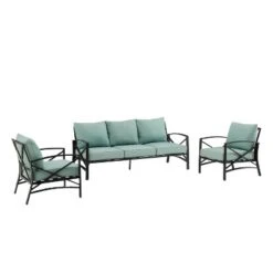 Kaplan 3pc Outdoor Sofa Set With Sofa & 2 Arm Chairs - Mist - Crosley -Garden Furniture Discounts GUEST 07a410bb cbd8 4162 9bbd d4566be0d5b6