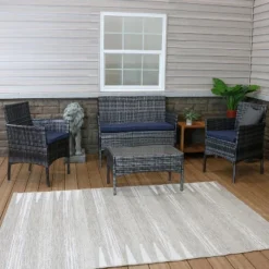 Sunnydaze Decor Sunnydaze Outdoor Dunmore Patio Conversation Furniture Set With Loveseat, Chairs, And Table - 4pc