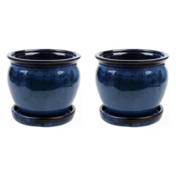 Southern Patio Wisteria 12 Inch Ceramic Planter Pot With Saucer (2 Pack) -Garden Furniture Discounts GUEST 0809ddf6 b9b0 40c7 b4b5 c2572fc595fc