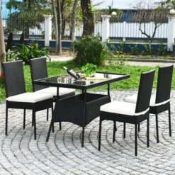 Costway 5PCS Patio Rattan Dining Set Table W/Glass Top Garden Furniture -Garden Furniture Discounts GUEST 08342d3d d7a2 4140 b1ec d3bb2b327177