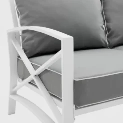 Kaplan Outdoor Metal Sofa White With Gray Cushions - Crosley -Garden Furniture Discounts GUEST 08547770 d3f2 4d34 8c3d acf4adab34f7