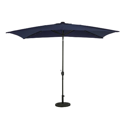 Island Umbrella 10' X 6.5' Rectangular Nassau Market Patio Umbrella With LED Bulb Lights Navy 4 Island Umbrella 10' X 6.5' Rectangular Nassau Market Patio Umbrella With LED Bulb Lights Navy - Image 2