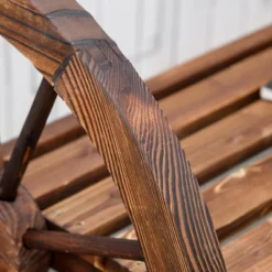 Outsunny Wooden Wagon Wheel Bench, 3-Person Rustic Slatted Seat, Outdoor Patio Furniture, Brown -Garden Furniture Discounts GUEST 089c1f63 4743 4b12 9ae7 580166a7ac4d