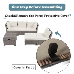 6PCS Patio PE Rattan Conversation Set, Outdoor All-weather Wicker Sectional Sofa Set, Beige-ModernLuxe -Garden Furniture Discounts GUEST 09236da1 3a1f 4df0 b72a 9779d9dc5de4