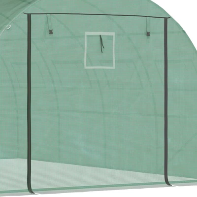 Outsunny Walk-in Tunnel Greenhouse With 2 Zippered Mesh Doors Upgraded Hot House, Green, 13' X 10' X 6.5' 6 Outsunny Walk-in Tunnel Greenhouse With 2 Zippered Mesh Doors Upgraded Hot House, Green, 13' X 10' X 6.5' - Image 4