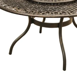 59" Round Ornate Traditional Outdoor Mesh Lattice Aluminum Dining Table With Lazy Susan - Bronze - Oakland Living -Garden Furniture Discounts GUEST 0abb948c dafe 4869 a834 791fe4ea322c