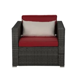 4pc Outdoor Wicker Conversation Set - Red/Brown - GODEER -Garden Furniture Discounts GUEST 0aeca72c 756c 4869 9c8f c1298860a46d