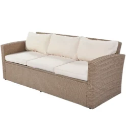 4pc Outdoor Wicker Conversation Set With Cushions - Beige - GODEER -Garden Furniture Discounts GUEST 0b77e44c 3574 40b9 b244 884865d45adc