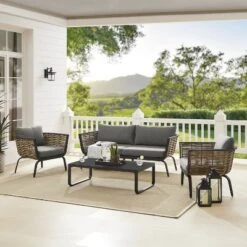 Ashby Loveseat - Gray/Black/Natural - Linon -Garden Furniture Discounts GUEST 0c55346f 9cad 4817 8995 9d1449212878