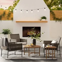 Wicker & Metal X Frame Patio Loveseat - Gray - Threshold⢠Designed With Studio McGee
