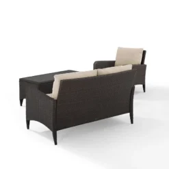 Kiawah 3pc Outdoor Wicker Conversation Set Sand - Crosley -Garden Furniture Discounts GUEST 0cde2734 d8f1 4ba8 b2ba 7740e1d4ec20