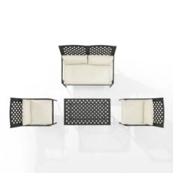 4pc Alistair Outdoor Steel Conversation Set Creme/Matte Black - Crosley -Garden Furniture Discounts GUEST 0e46cac2 e657 4d98 b560 d7445d2acb9d