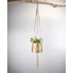Macrame Hanging Planter With Gold Metal Planter Pot - Foreside Home & Garden -Garden Furniture Discounts GUEST 0f1693d9 f4a2 4a90 a80d 36bf62ad31a5