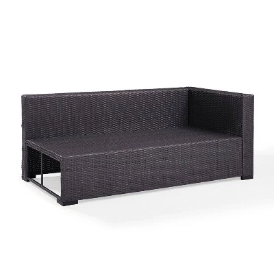 Biscayne Loveseat With White Cushions Brown - Crosley 3 Biscayne Loveseat With White Cushions Brown - Crosley