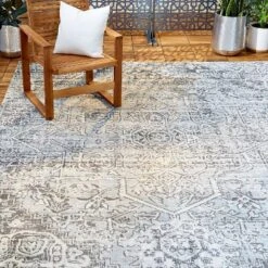 Sofia Fleur 7'9" X 10'2" Outdoor Patio Rug Gray - Nicole Miller -Garden Furniture Discounts GUEST 1043417a 4fe8 4983 9999 819cb73d881f
