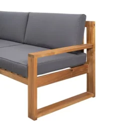 3pc Outdoor Acacia Wood Sectional Conversation Set With Cushions - Gray - GODEER -Garden Furniture Discounts GUEST 10e5c5e2 e54c 4abf bae6 c394f10e6069