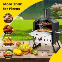 Costway 2-Layer Pizza Oven Wood Fired Pizza Grill Outside Pizza Maker With Waterproof Cover -Garden Furniture Discounts GUEST 11447bcf bf36 41f3 be05 7e843e281aac