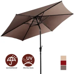 Costway 9ft Patio Umbrella Patio Market Steel Tilt W/ Crank Outdoor Yard Garden (Tan) -Garden Furniture Discounts GUEST 11ac9084 4f0e 4a1b 8f4a 4db79f90d78a