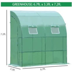 Aoodor 6.7ft. X 3.3ft. X 7.2ft. Outdoor Walk-in Greenhouse Lean To Portable Wall Two Doors -Garden Furniture Discounts GUEST 11e3327d 9164 4a8b 8129 2f7ae05b86c8