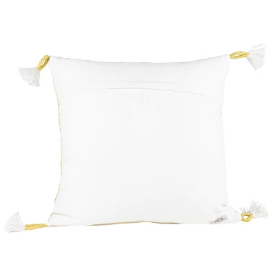 Yellow & White 18X18 Hand Woven Filled Outdoor Pillow - Foreside Home & Garden 4 Yellow & White 18X18 Hand Woven Filled Outdoor Pillow - Foreside Home & Garden - Image 2