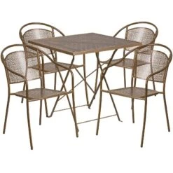 Flash Furniture Oia Commercial Grade 28" Square Indoor-Outdoor Steel Folding Patio Table Set With 4 Round Back Chairs -Garden Furniture Discounts GUEST 15167b06 6771 44a9 8acc f8dda43eab31