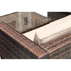 4pc Wicker Patio Sectional Seating Set With Cushions - Natural - GODEER -Garden Furniture Discounts GUEST 158b6a12 7689 455e 869c f3dfbd20293c