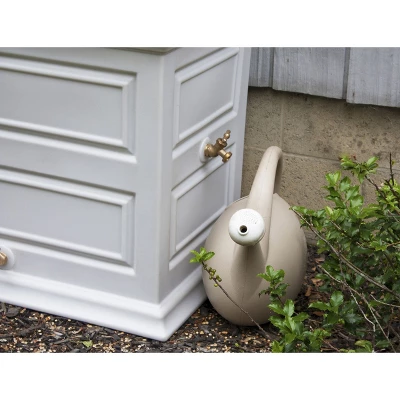Good Ideas Savannah Colonial Style 42 Gallon Rain Saver Barrel With Self-Draining Garden Planter And Brass Spigots, Light Gray 4 Good Ideas Savannah Colonial Style 42 Gallon Rain Saver Barrel With Self-Draining Garden Planter And Brass Spigots, Light Gray - Image 2