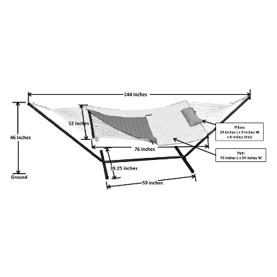 Patio 12' Hammock & Stand Set - Natural/Red/Brown 7 Patio 12' Hammock & Stand Set - Natural/Red/Brown - Image 5