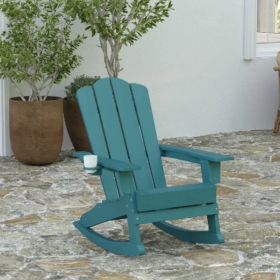 Merrick Lane Adirondack Chair With Cup Holder And Pull Out Ottoman, All-Weather HDPE Indoor/Outdoor Chair 3 Merrick Lane Adirondack Chair With Cup Holder And Pull Out Ottoman, All-Weather HDPE Indoor/Outdoor Chair