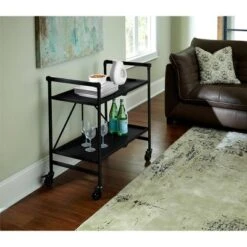 Indoor/Outdoor Folding Serving Cart With Wheels & Shelves - Black - Room & Joy -Garden Furniture Discounts GUEST 1705fe59 c5b0 47c8 be8c a51406ef66e9
