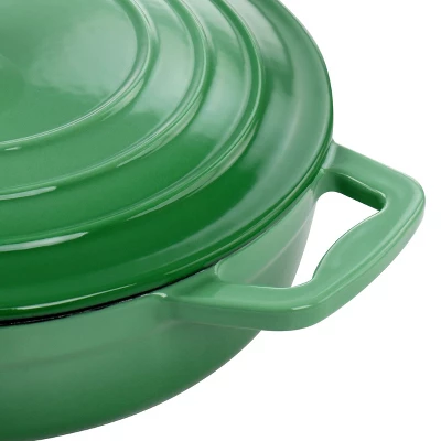 MegaChef 2 Quart Round Enameled Cast Iron Braiser Pan In Green 7 MegaChef 2 Quart Round Enameled Cast Iron Braiser Pan In Green - Image 5