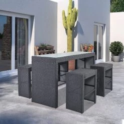 5pc Outdoor Rattan Bar Set With Stools & Cushions- Gray - WELLFOR 34 5pc Outdoor Rattan Bar Set With Stools & Cushions- Gray - WELLFOR -Garden Furniture Discounts GUEST 18b90999 010e 48e9 86ef 67cf443663a7