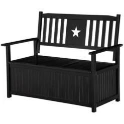 Outsunny Outdoor Wooden Storage Bench Deck Box, Wood Patio Furniture, 43 Gallon Pool Storage Bin Container With Cloth, Backrest, Armrests, Star, Black -Garden Furniture Discounts GUEST 19a970cd f760 47b9 9ba6 1faeedff57bc