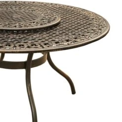 59" Round Ornate Traditional Outdoor Mesh Lattice Aluminum Dining Table With Lazy Susan - Bronze - Oakland Living -Garden Furniture Discounts GUEST 19d513c4 c77d 414c 9d39 88a3dca649b0