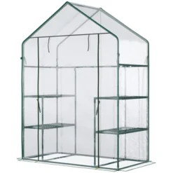Outsunny 56" X 29" X 77" Mini Greenhouse, Walk-in Greenhouse, Garden Hot House With 4 Shelves, Roll-Up Door And Weatherized Cover, Deep Green 9 Outsunny 56" X 29" X 77" Mini Greenhouse, Walk-in Greenhouse, Garden Hot House With 4 Shelves, Roll-Up Door And Weatherized Cover, Deep Green -Garden Furniture Discounts GUEST 1c3c0386 f20c 4516 a509 74897e2ffd6a