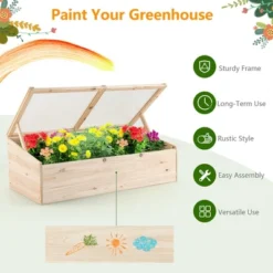Costway Wooden Cold Frame Greenhouse Flower Planter Raised Plants Bed Protection -Garden Furniture Discounts GUEST 1c42fac0 c45b 4c8f a00d d7c3a194b29c